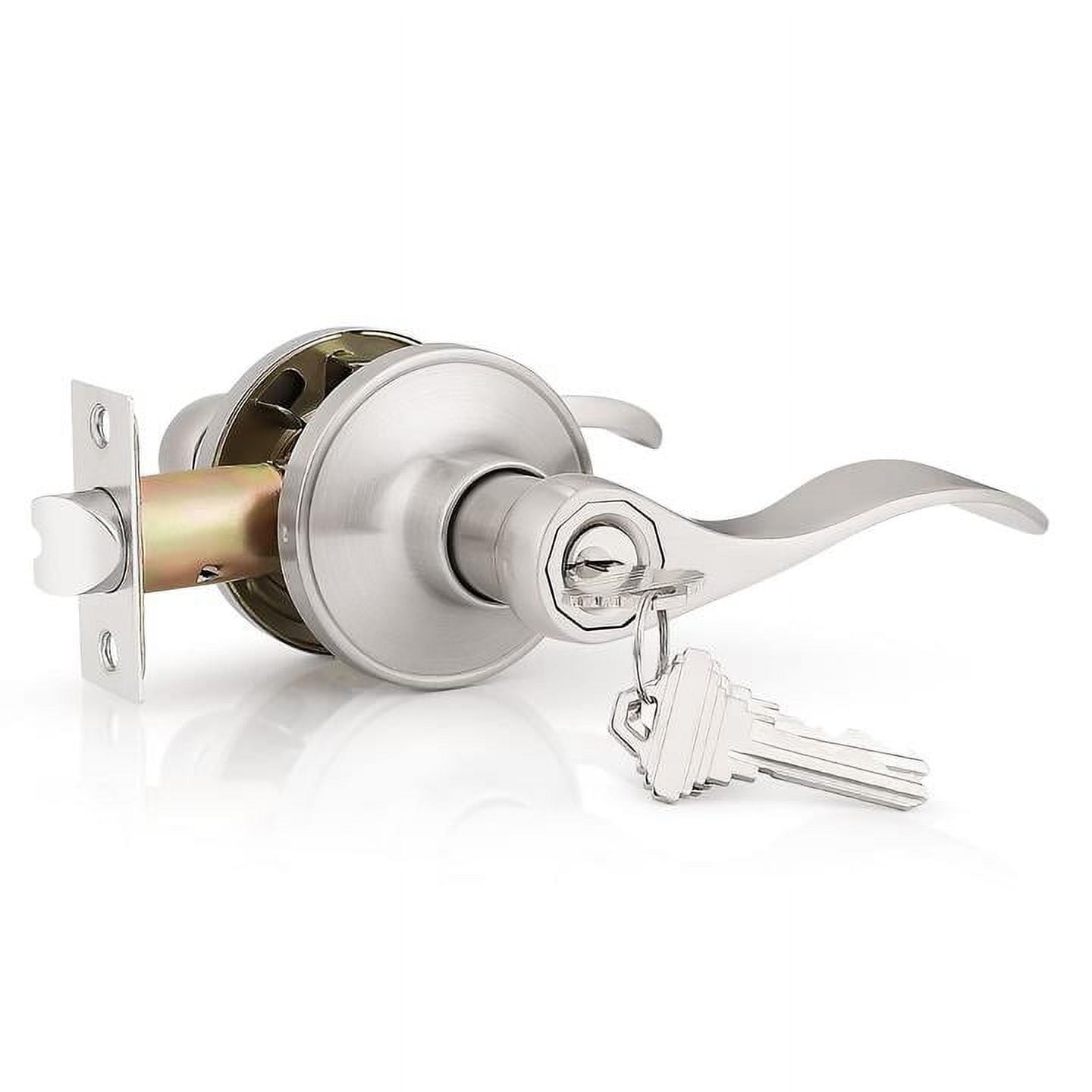 ANNFUZ Matte Black Entrance Door Handle Lock With Keys - Reversible Lever For Interior/Exterior Doors, Right Or Left Hand