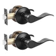 thumbnail image 1 of Knobelite (2 Packs) Passage Door Lever [Non-Locking Lever Set], Non-Locking Door Handle Set for Hallway or Closets, Keyless Black Finish Wave Door Lock, Reversible Right & Left Side Handed, 1 of 7