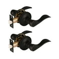 thumbnail image 1 of Knobelite (2 Packs) Passage Door Lever [Non-Locking Lever Set], Non-Locking Door Handle Set for Hallway or Closets, Keyless Oil Rubbed Bronze Wave Door Lock, Reversible Right & Left Side Handed, 1 of 7