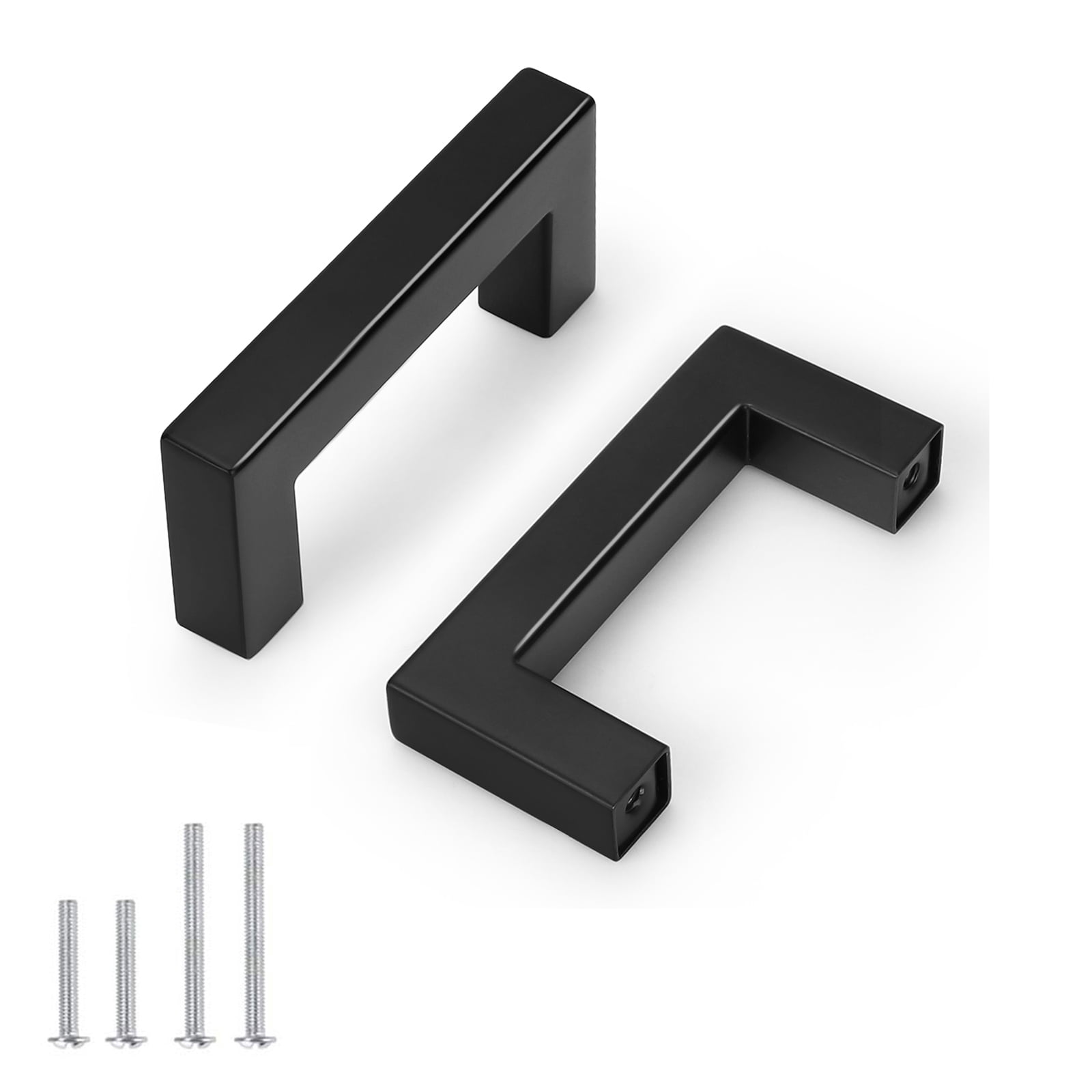 12 Pack Knobelite Black Stainless Steel Square Corner Bar Cabinet Door Handles Drawer Pulls Knobs 1/2 In Width Single Hole T Knob