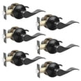 thumbnail image 1 of Knobelite (6 Packs) Passage Door Lever [Non-Locking Lever Set], Non-Locking Door Handle Set for Hallway or Closets, Keyless Black Finish Wave Door Lock, Reversible Right & Left Side Handed, 1 of 7