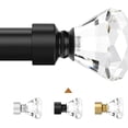 thumbnail image 1 of Knobelite Black 2 Pack Window Treatment Single Curtain Rod, Adjustable Drapery Rod Set from 48 to 86 Inches with Crystal Finial Finials(4-7.2ft), 1-Inch Diameter Curtain Rods for Windows, 1 of 6