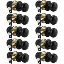 Knobelite Round Passage Door Knob Adjustable Black Finish,10 Pack