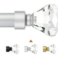 thumbnail image 1 of Knobelite Satin Nickel 4 Pack Window Treatment Single Curtain Rod, Adjustable Drapery Rod Set from 48 to 86 Inches with Crystal Finial Finials(4-7.2ft), 1-Inch Diameter Curtain Rods for Windows, 1 of 6