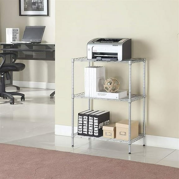 Knocbel 3 Layers Standing Shelf Unit Storage Rack for Bathroom Kitchen, Height Adjustable Solid Carbon Steel Structure with Mesh Design, 23.22"W x 13.39"D x 31.5"H Silver