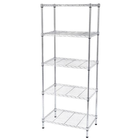 Knocbel 5-Layer Simple Modern Design Adjustable Metal Shelf Wire Shelving Unit, Storage Solution for Kitchen Garage Pantry, Open Shelves Design for Easy Access, 23.62"W x 13.78"D x 59.06"H Silver
