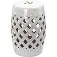 thumbnail image 1 of Knocbel Decorative Ceramic Garden Stool, Double-Coin Knotted Ring Design Side Table, Accent Indoor Outdoor Glazed Strong Material Plant Stand, 13.5" Dia x 17.25" H, White Double-Coin, 1 of 5