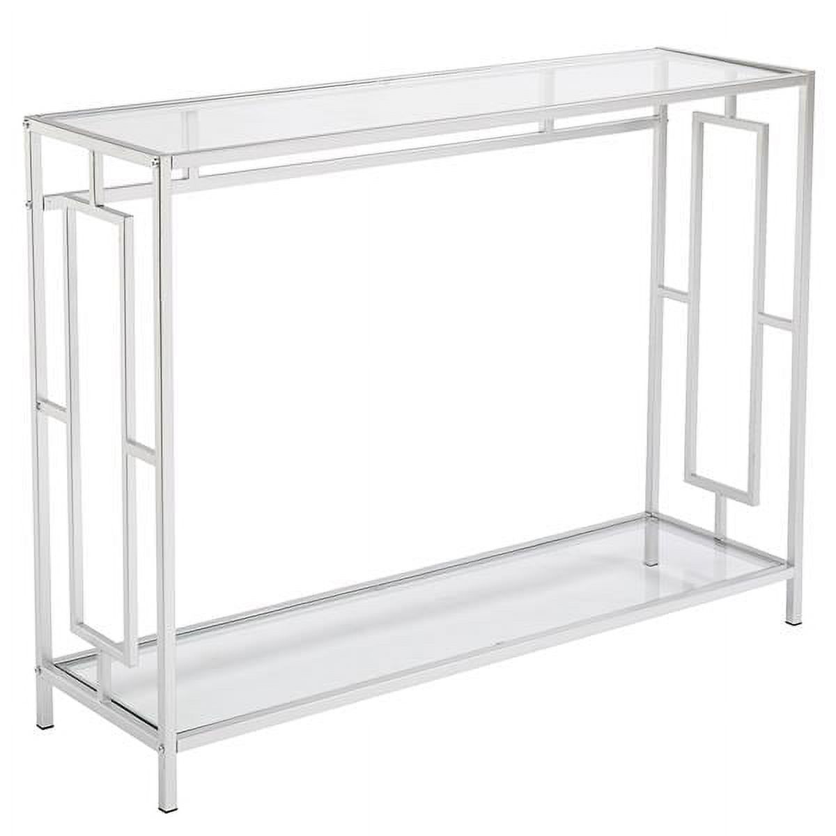 Knocbel Modern Console Table Sofa Side Table Entryway Table with Toughened Glass Panel Top, A Bottom Shelf and Rectangular Shape Sturdy Steel Frame, 40.16"W x 12.01"D x 29.92"H Silver