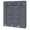thumbnail image 1 of Knocbel Portable Closet Clothes Wardrobe Movable Storage Organizer With Double Clothes Hanging Rod, Stable Steel Tube Frame & Selected Non-Woven Fabric Cover, 59"W x 17"D x 68 7/8"H Gray, 1 of 9