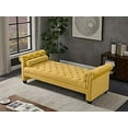 thumbnail image 1 of Knocbel Versatile Velvet Rectangular Sofa Bench With Attached Cylindrical Pillows, Rolled Arms And Solid Wood Legs, Also As Ottoman For Living Room, 82.3"W x 31.9"D x 27.2"H Yellow, 1 of 9
