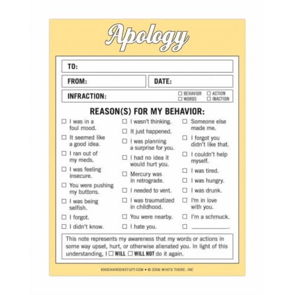 Knock Knock Apology Nifty Note