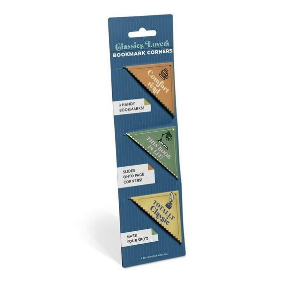 Knock Knock Bookmark Corners Classics Lovers Bookmark Corners, Set of 3 Unique Cardstock Bookmarks, (Paperback)