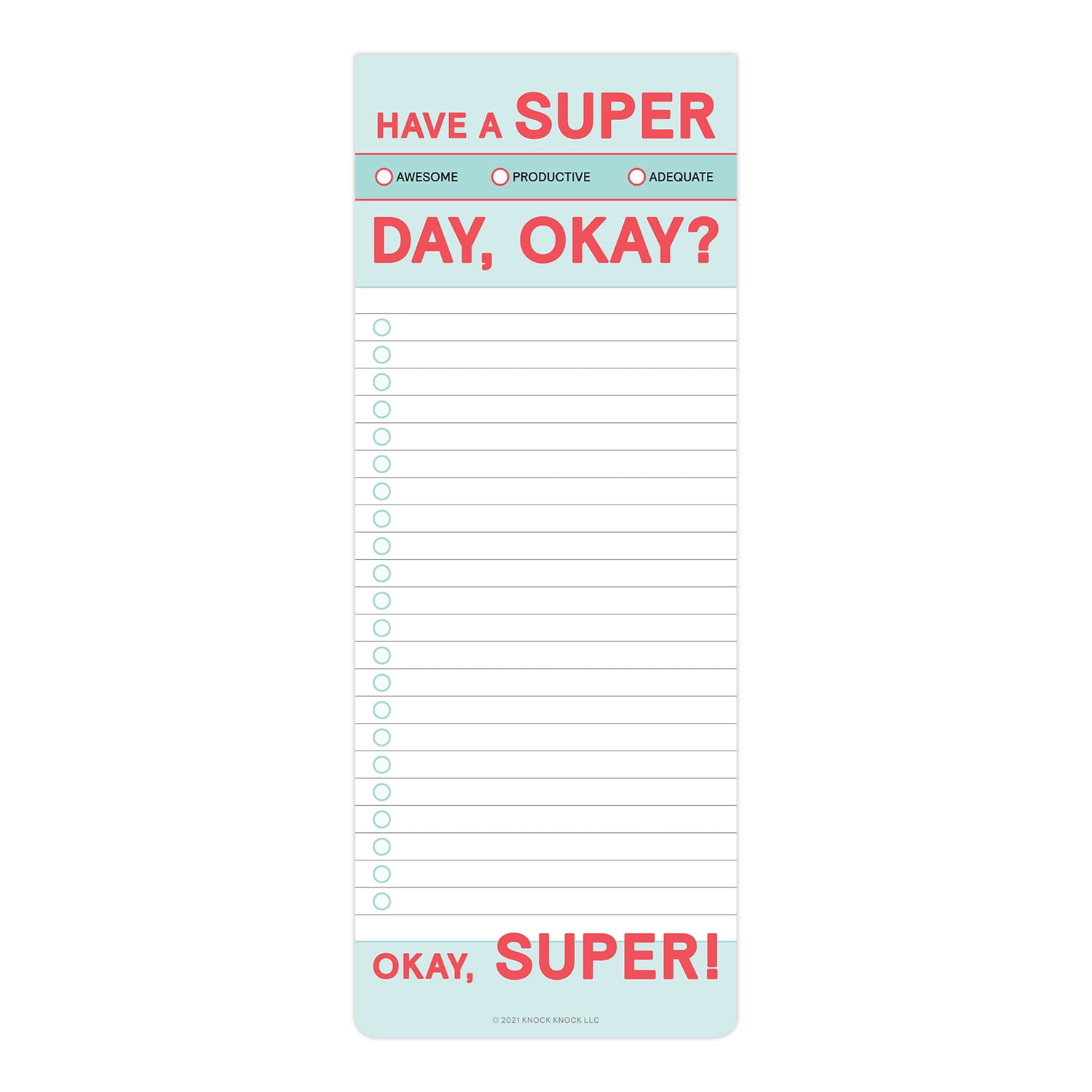 Knock Knock Have a Super Day Make A List Daily Planner Task Memo Pad ...