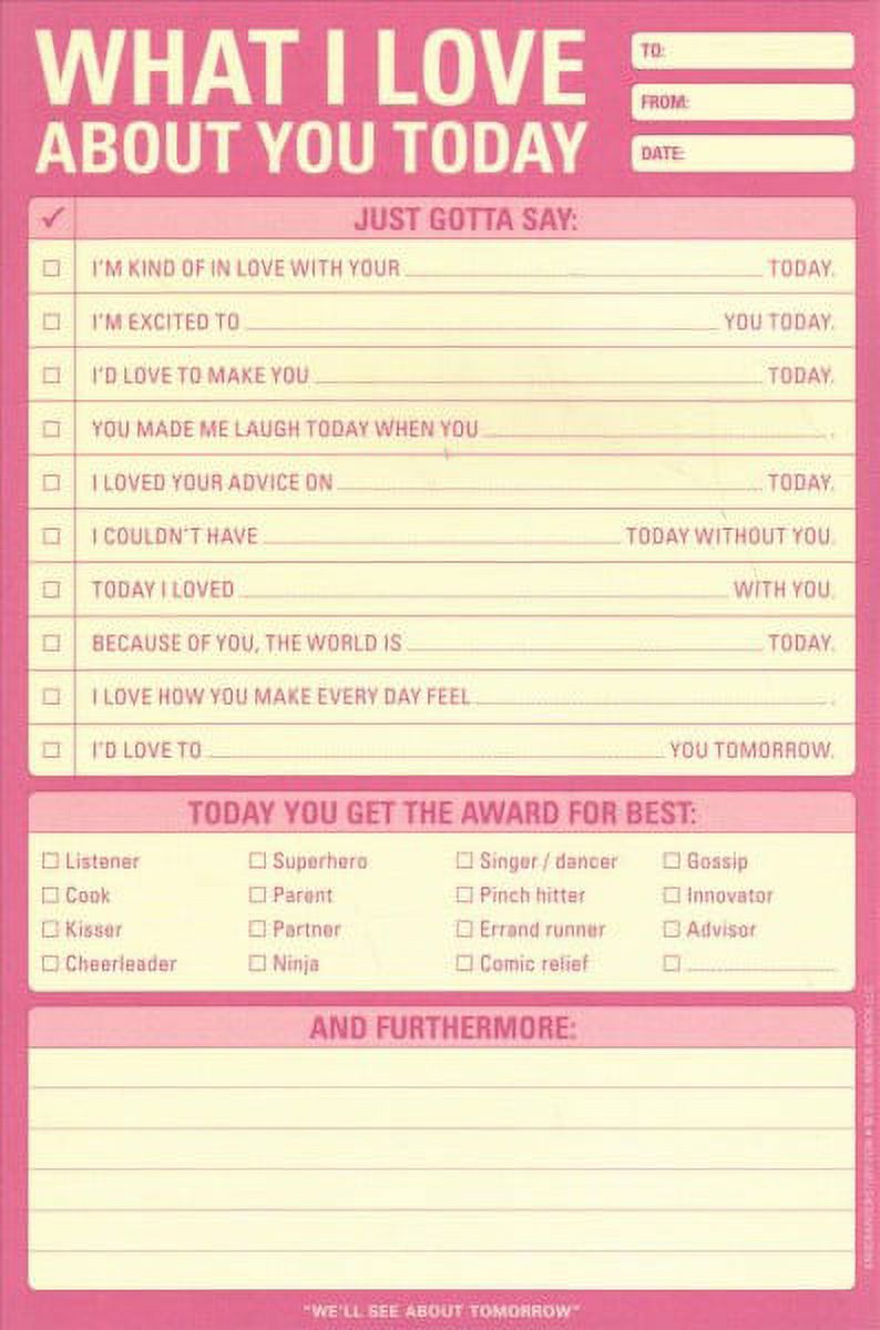 Knock Knock What I Love about You Today Notepad - Walmart.com