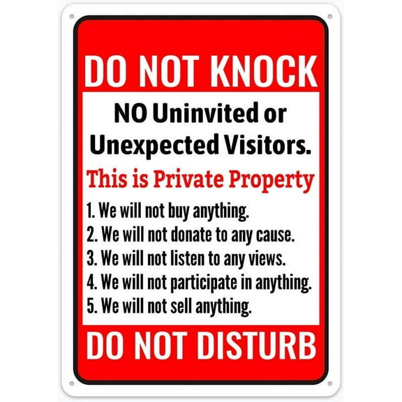Do Not Knock No Visitors This Is Private Property Do Not Disturb Retro Metal Tin Signs 12X8 Inch For Shop Yard Man Cave Garage Outdoor Funny Wall Decor Decorative Poster Plate