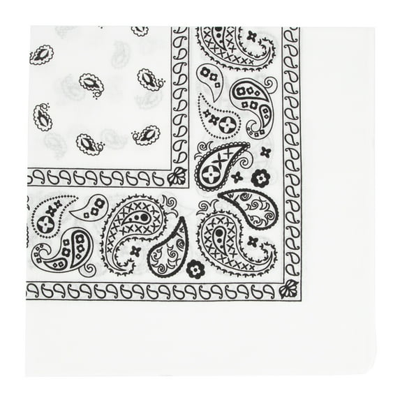 Knocker Classic 22" Cotton Bandana for Men & Women Double Sided Scarf, White Paisley