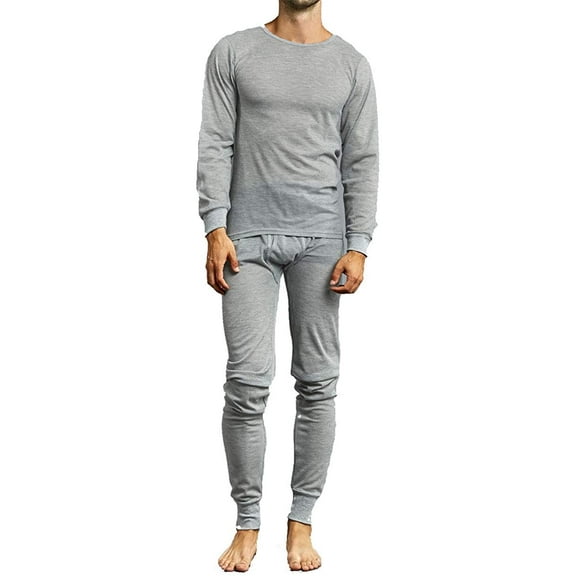 Knocker Men's 2-Piece Long Johns Thermal Underwear Pajama Set (H Grey, 3XL)