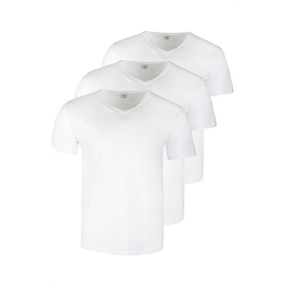 Knocker Men's 3 Pack Cotton Short Sleeve V Neck T-Shirts White XL