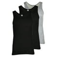 thumbnail image 1 of Knocker Men's 3 Pack Cotton Sleeveless Ribbed Fitted A-Shirts Black Grey XL, 1 of 2