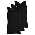 thumbnail image 1 of Knocker Men's 3 Pack Cotton Sleeveless Ribbed Fitted A-Shirts Black L, 1 of 3