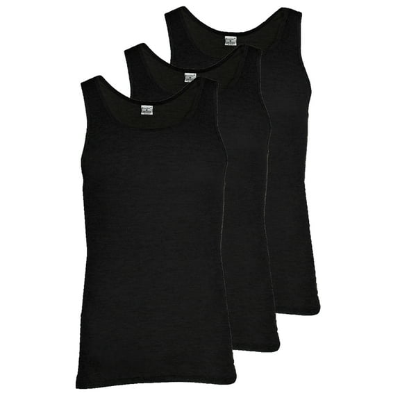 Knocker Men's 3 Pack Cotton Sleeveless Ribbed Fitted A-Shirts Black M