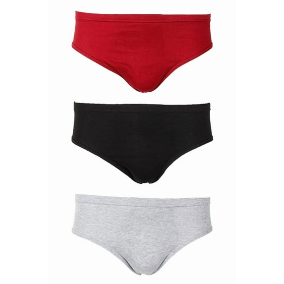Knocker Men's 3 Pack Cotton Solid Bikini Briefs Red Black Grey S