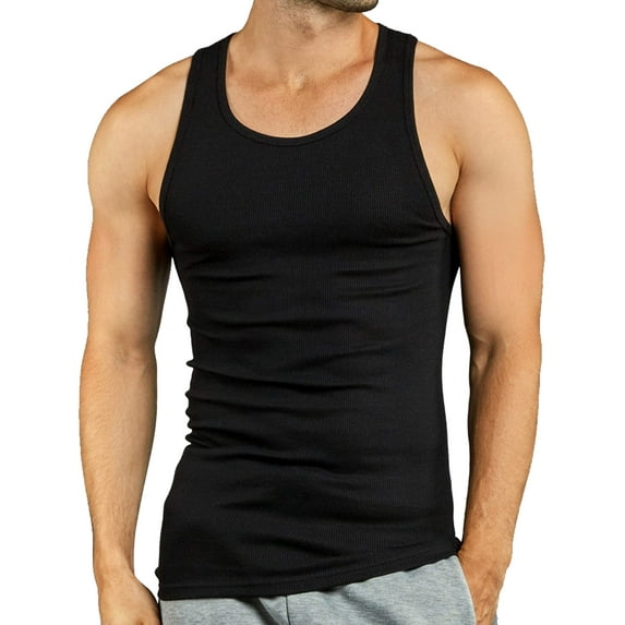 Knocker Men's 3 Tank Top Undershirts A-Shirt - Medium, 2 Black,1 Gray