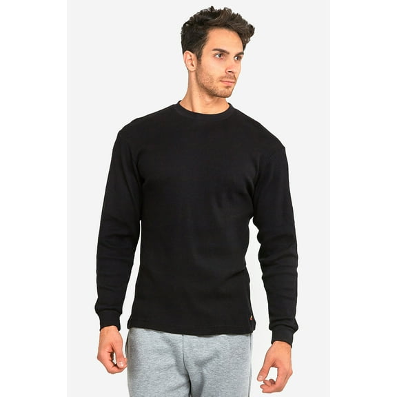 Knocker Men's Classic Waffle Knit Medium Weight Cotton Long Sleeve Light Thermal T-Shirt Top
