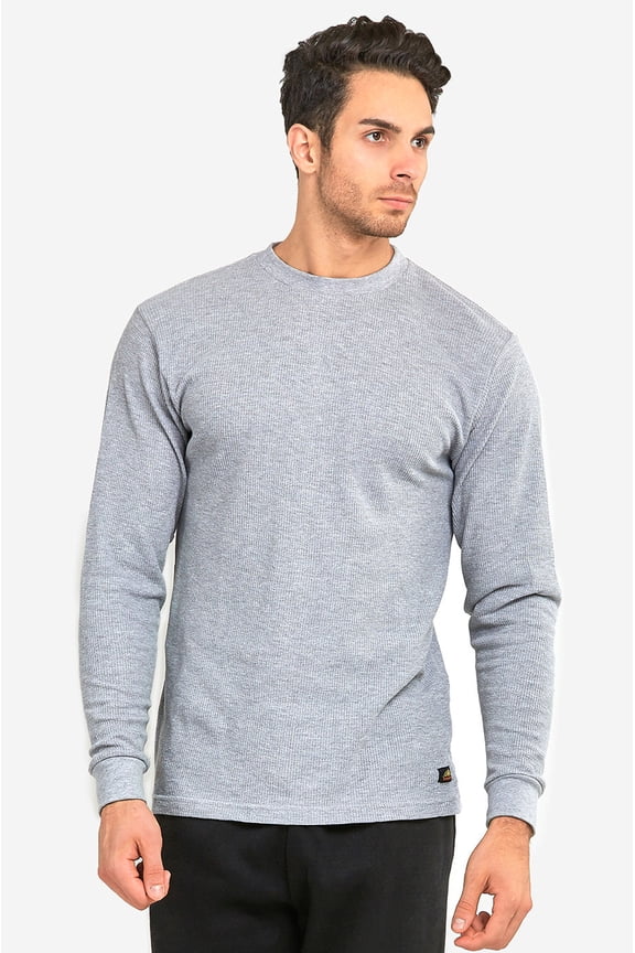 Men's Classic Waffle Knit Medium Weight Cotton Long Sleeve Light Thermal T-Shirt Top