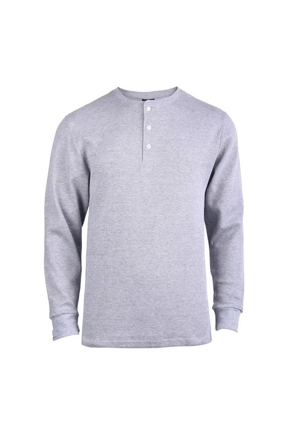 Men's Classic Waffle Knit Medium Weight Thermal 3-Buttons Henley Long Sleeve Tee Shirts Top