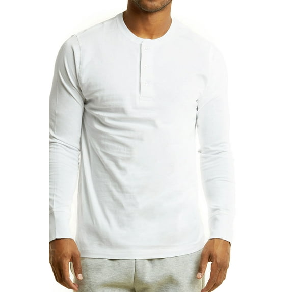 Knocker Men's Long Sleeve 3-Button Classic Athletic Henley Tee Shirts Top (S-3XL)