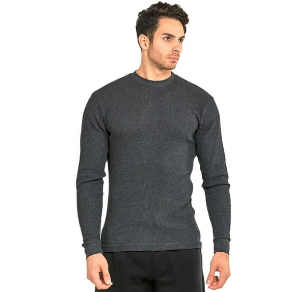 Knocker Men's Medium Weight Waffle Pattern Thermal Shirt Charcoal