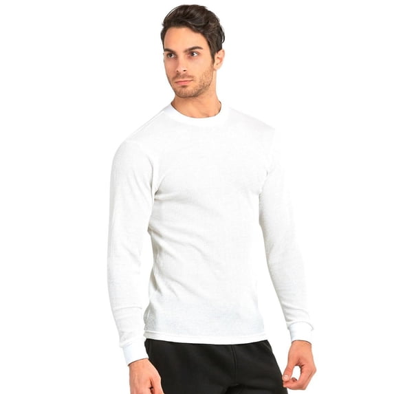 Knocker Men's Medium Weight Waffle Pattern Thermal Shirt White