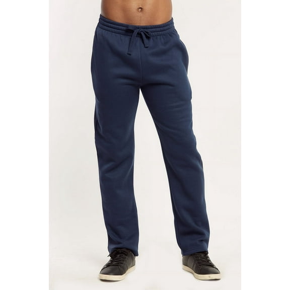 Knocker Men's Mid-Weight Open Bottom Fleece Lounge Sweatpants with Side Pockets