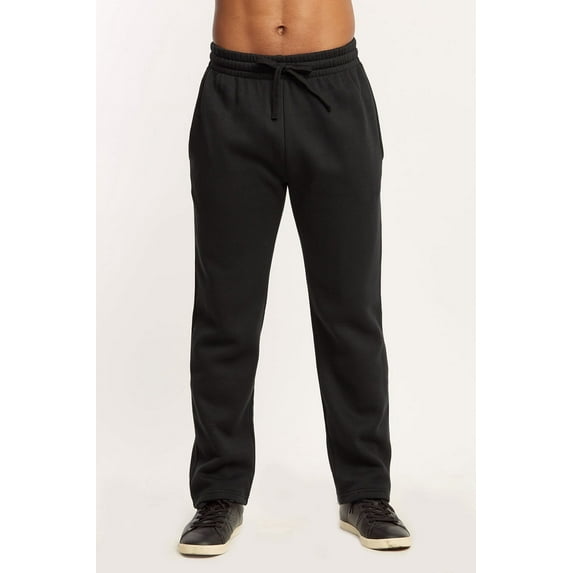 Knocker Men's Mid-Weight Open Bottom Fleece Lounge Sweatpants with Side Pockets