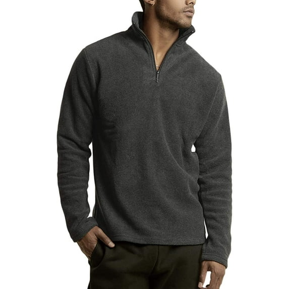 Knocker Men's & Plus Size Soft Fleece Quarter Zip Pullover Lightweight Sweater Jacket