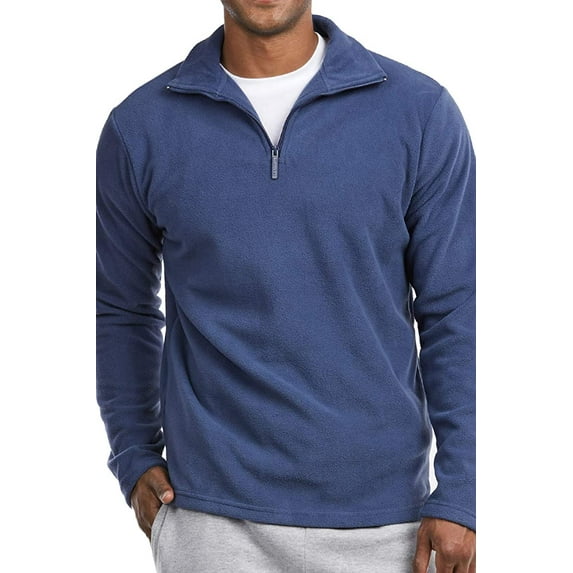 Knocker Men's & Plus Size Soft Fleece Quarter Zip Pullover Lightweight Sweater Jacket