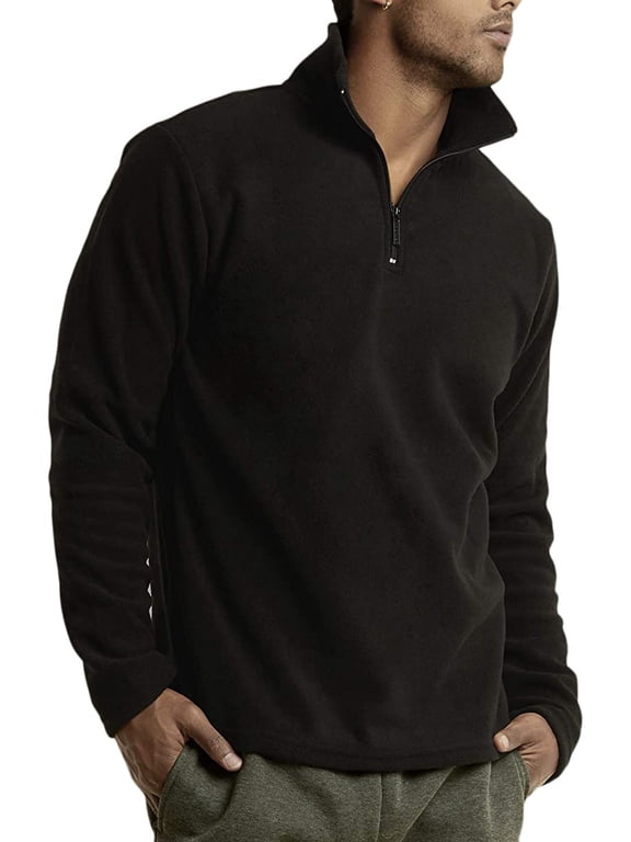 Men's & Plus Size Soft Fleece Quarter Zip Pullover Lightweight Sweater Jacket