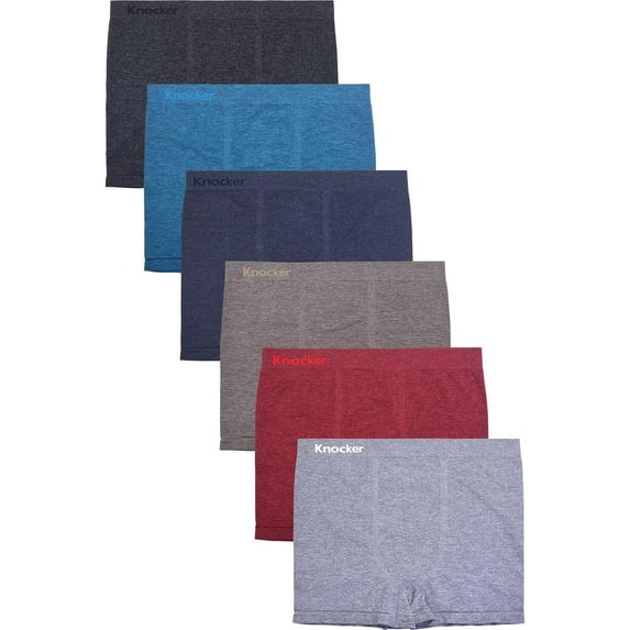 Knocker Men's Seamless Boxer Brief Stretchable Underwear 6-pcs Set, Assorted Colors MS053