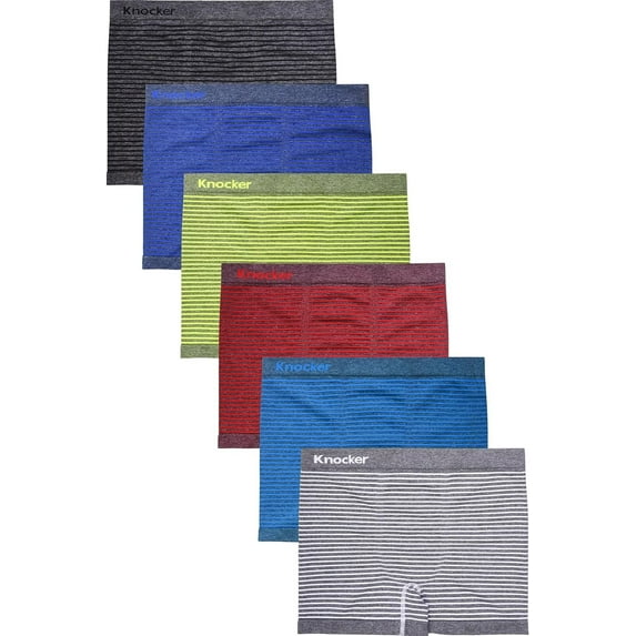 Knocker Men's Seamless Boxer Brief Stretchable Underwear 6-pcs Set, Assorted Colors MS054