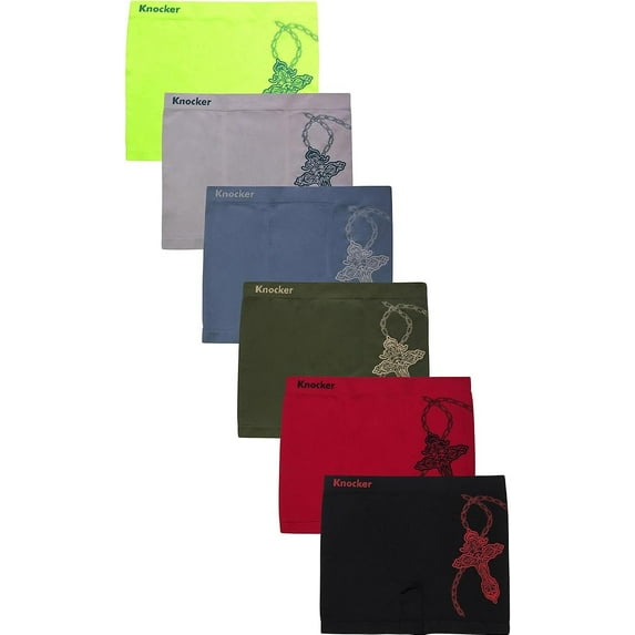 Knocker Men's Seamless Boxer Brief Stretchable Underwear 6-pcs Set, Assorted Colors MS064