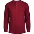 thumbnail image 1 of Knocker Men's Waffle-Knit Thermal Henley Shirt Burgundy, 1 of 1