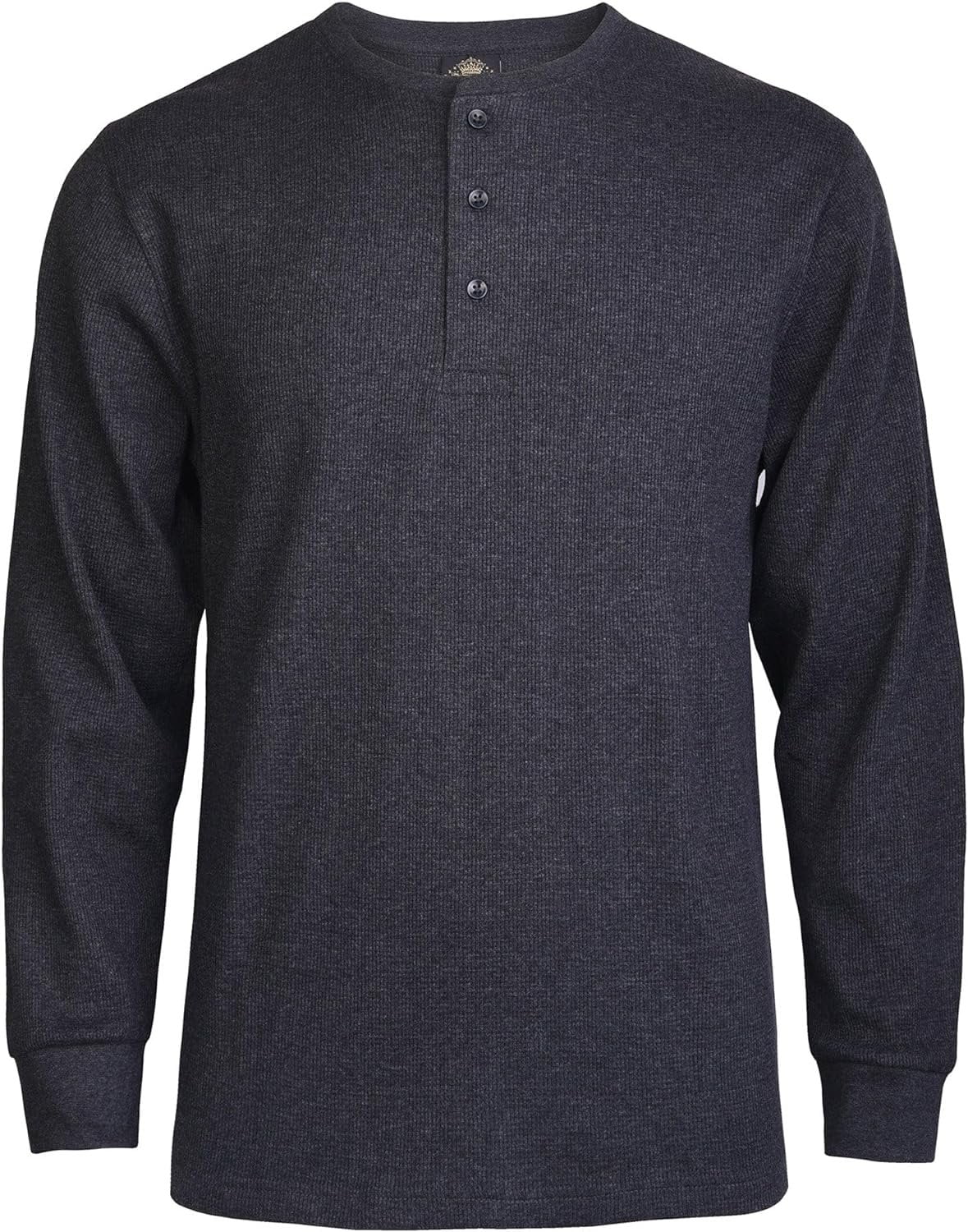 Knocker Men's WaffleKnit Thermal Henley Shirt Charcoal