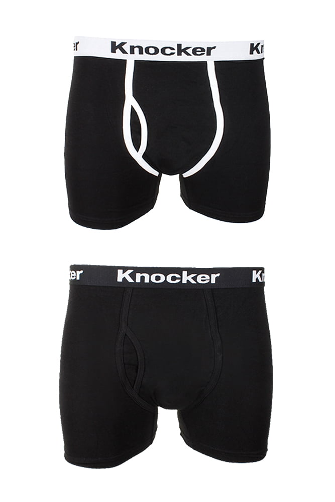 Knockers Men's 2 Pack Cotton Spandex Boxer Briefs BlackBlack White