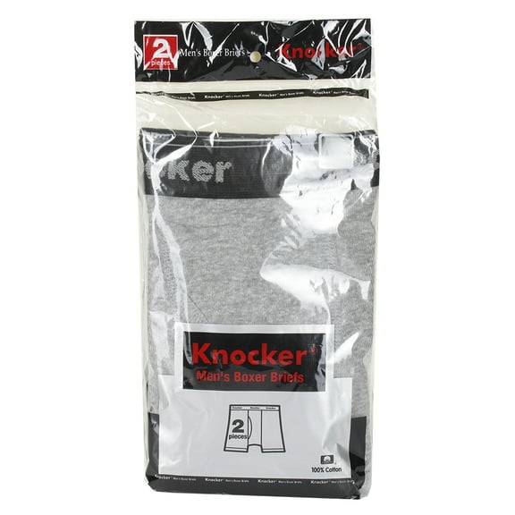 Knockers Men's 2 Pack Cotton Spandex Boxer Briefs Black Grey 3XL
