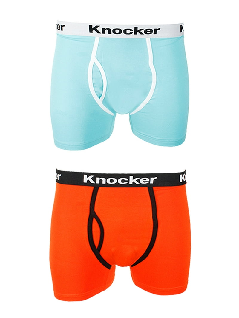 Knocker Men's 4 Pack of Stretch Cotton Boxer Briefs, Assorted Colors, Small at Men's Clothing store
