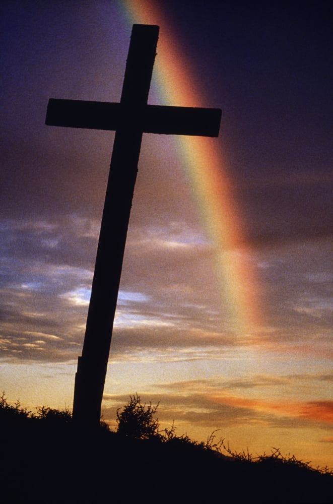 Knockmealdown Mountain County Waterford Ireland Rainbow Over Cross Canvas Art - Richard Cummins Design Pics (24 x 36)