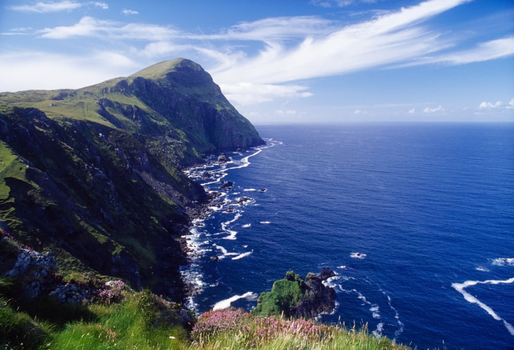 Knockmore Mountain Clare Island County Mayo Ireland Cliff Along Coast And Ocean Canvas Art - Gareth McCormack Design Pics (18 x 12)