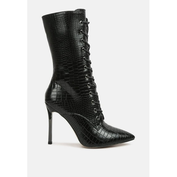 Knocturn Croc Textured Over The Ankle Boots