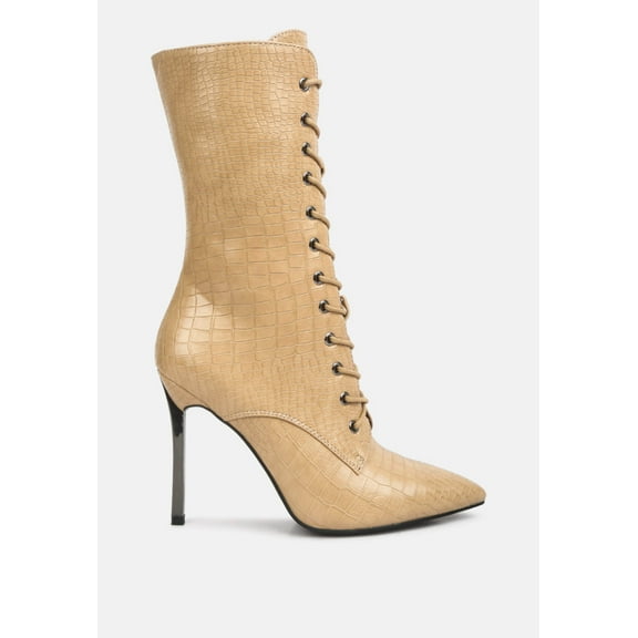 Knocturn Croc Textured Over The Ankle Boots